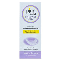 Lubrifiant eau de la marque Pjur modèle Med Sensitive Glide base eau sachet 2 ml pour le plaisir intime.