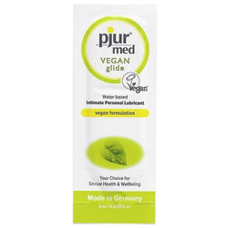 Lubrifiant eau de la marque Pjur modèle Med Vegan Glide base eau sachet 2 ml pour le plaisir intime.