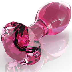 Plug anal Icicles verre soufflé rose à facettes — N.79 rose vu de face