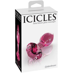 Plug anal verre soufflé rose à facettes — emballage