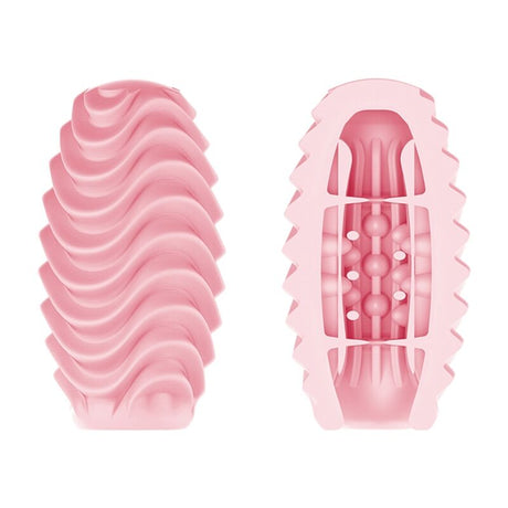 Vue en coupe du canal interne rose : colonne de perles et nervures verticales