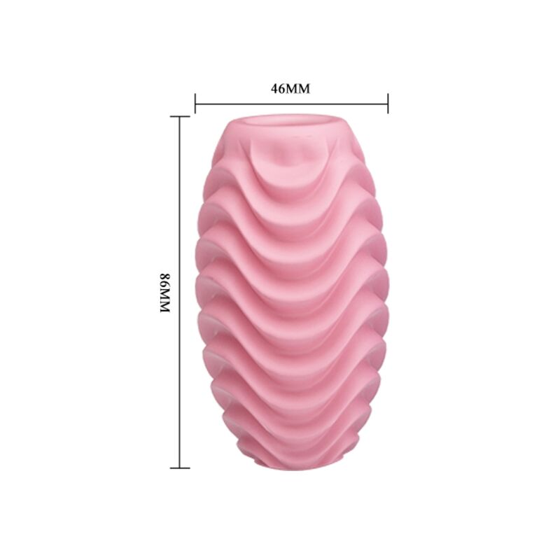 Schéma coté de l'œuf masturbateur rose : 86 mm de haut, 46 mm de large