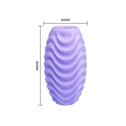 Schéma coté de l'œuf masturbateur lilas : 86 mm de haut, 46 mm de large