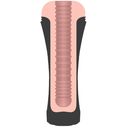 Cutaway view of the internal Ribbed texture of the mouth masturbator
