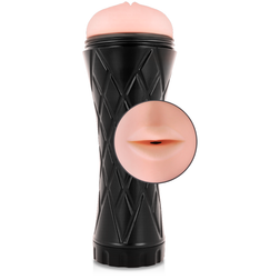 Realistic mouth masturbator with internal Ribbed texture and black case