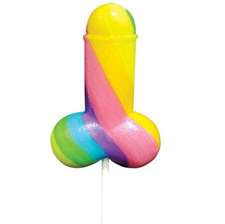 Bracelet lgbt Pride Sucette dure pénis arc-en-ciel 85 g — Rainbow Cock Pop vu de face