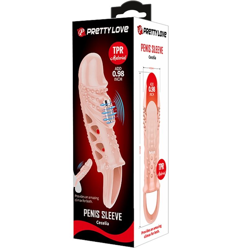 Gaine pénienne vibrante texturée à picots — vue de profil
