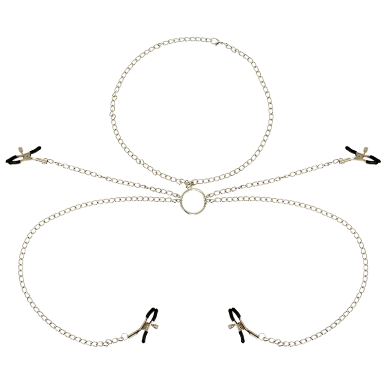 OHMAMA FETISH 4 PINCES A TETONS AVEC COLLIER CHAINE