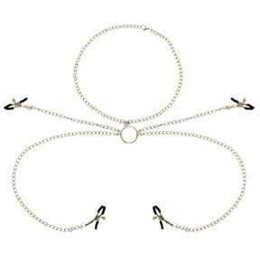 OHMAMA FETISH 4 PINCES A TETONS AVEC COLLIER CHAINE