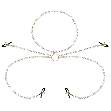 OHMAMA FETISH 4 PINCES A TETONS AVEC COLLIER CHAINE