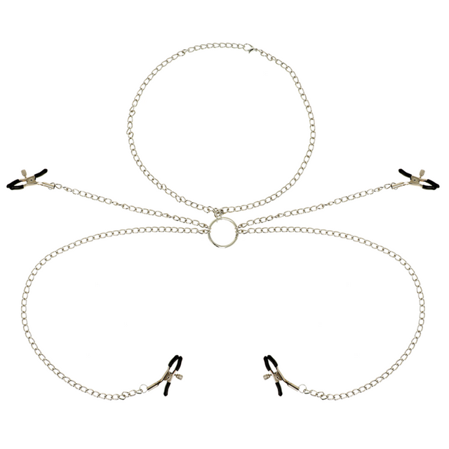 OHMAMA FETISH 4 PINCES A TETONS AVEC COLLIER CHAINE