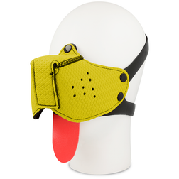 Masque museau puppy néoprène jaune — vue de face