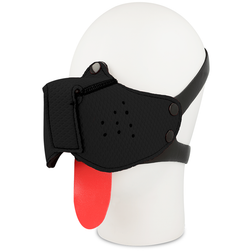 Demi-masque puppy néoprène avec langue rouge — vue de face
