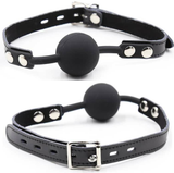 OHMAMA FETISH BAILLON BALLE EN SILICONE AVEC CEINTURE EN CUIR CADENAS INCLUS