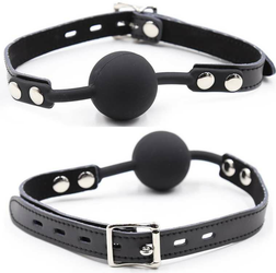 Bâillon boule silicone avec ceinture cuir et cadenas inclus