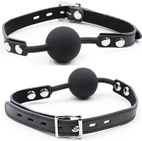 OHMAMA FETISH BAILLON BALLE EN SILICONE AVEC CEINTURE EN CUIR CADENAS INCLUS