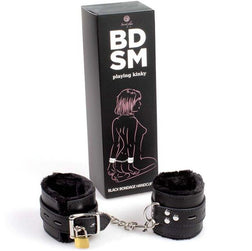 Menottes bondage simili cuir et peluche — BDSM Playing Kinky — vue 2