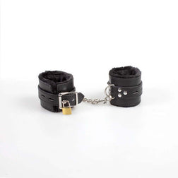Menottes bondage simili cuir et peluche — BDSM Playing Kinky — vue 3