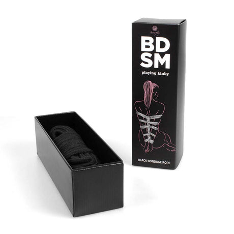 Gros plan sur la texture de l'accessoire Corde de bondage shibari en coton noir 10 m