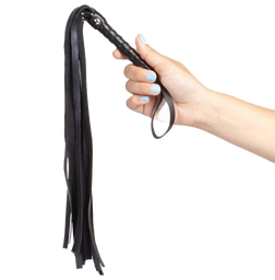 Fouet flogger léger en simili-cuir noir 44 cm — SecretPlay