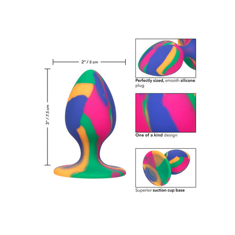 Plug silicone tie-dye taille M avec ventouse — gros plan