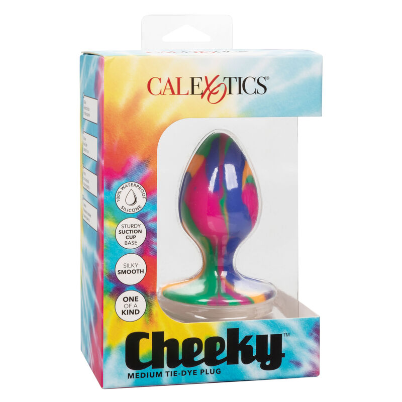 Plug silicone tie-dye taille M avec ventouse — vue de profil