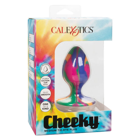 Plug silicone tie-dye taille M avec ventouse — vue de profil