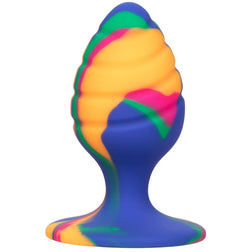 Plug anal Calexotics Plug silicone swirl taille M avec ventouse — Cheeky en Silicone 7.5 cm vu de face