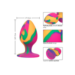 Tie-Dye-Silikon-Analplug Größe L mit Saugnapf – Verpackung