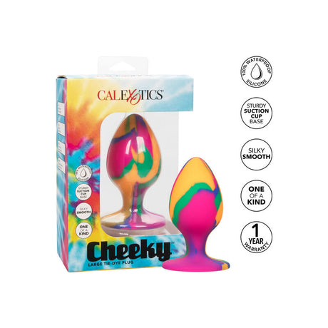Plug silicone tie-dye taille L avec ventouse — gros plan