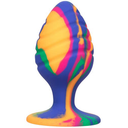Plug anal Calexotics Plug spiralé silicone tie-dye avec ventouse — Cheeky Swirl multicolore vu de face