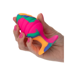 Plug spiralé silicone tie-dye avec ventouse — vue de profil