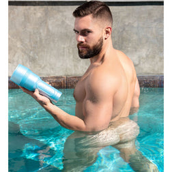 Man holding the anus male masturbator in a swimming pool