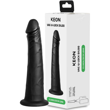 Realistic black silicone dildo 19 cm — Keon Vac-U-Lock — product view