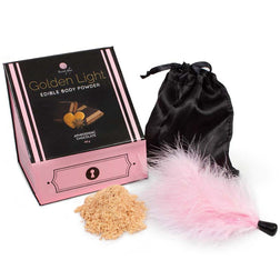 Kit poudre comestible chocolat épicé + plume plaisir adulte