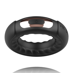 Cockring vibrant noir Adriano avec bouton intégré