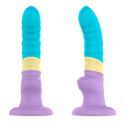 Gode silicone nervuré fantasy 17 cm tricolore — Colby