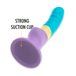 Gode silicone nervuré fantasy 17 cm tricolore — Colby