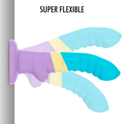 Gode silicone nervuré fantasy 17 cm tricolore — Colby