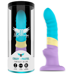 Gode silicone nervuré fantasy 17 cm tricolore — Colby — vue du produit