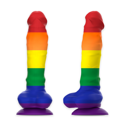 Silicone Pride Dildo 19,5 cm with Testicles — Corey L