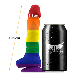 Silicone Pride Dildo 19,5 cm with Testicles — Corey L