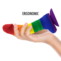 Silicone Pride Dildo 19,5 cm with Testicles — Corey L