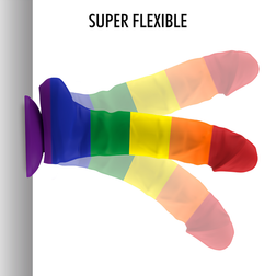 Silicone Pride Dildo 19,5 cm with Testicles — Corey L