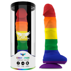 Silicone Pride Dildo 19,5 cm with Testicles — Corey L — product view