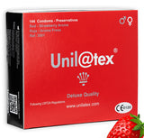 Préservatifs Unilatex rouge arôme fraise — boîte de 144 · Unilatex · Préservatifs Aromatisés