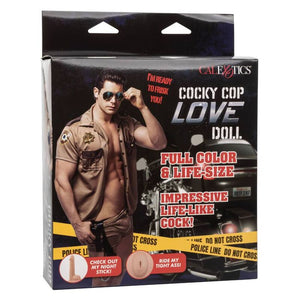 Poupée gonflable Cocky Cop en uniforme de policier, vue de face