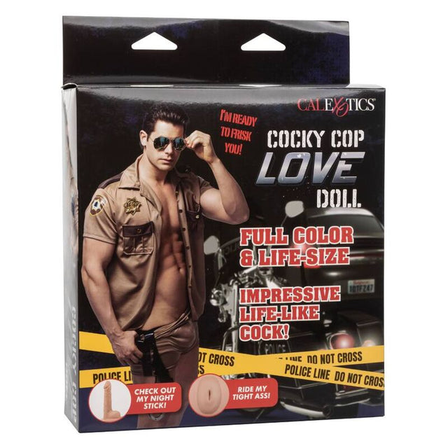 Poupée gonflable Cocky Cop en uniforme de policier, vue de face
