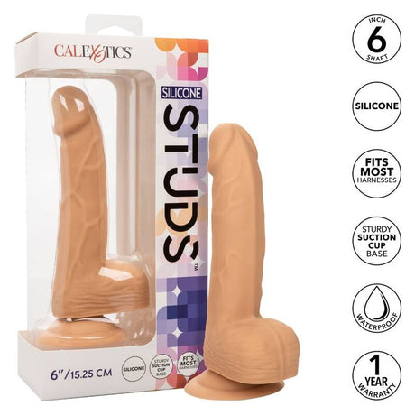 Gode silicone réaliste flexible 15 cm avec ventouse — Studs — vue du produit