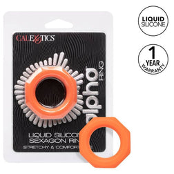 Cockring Calexotics hexagonal orange silicone — Alpha Sexagon Ring en Silicone orange vu de face